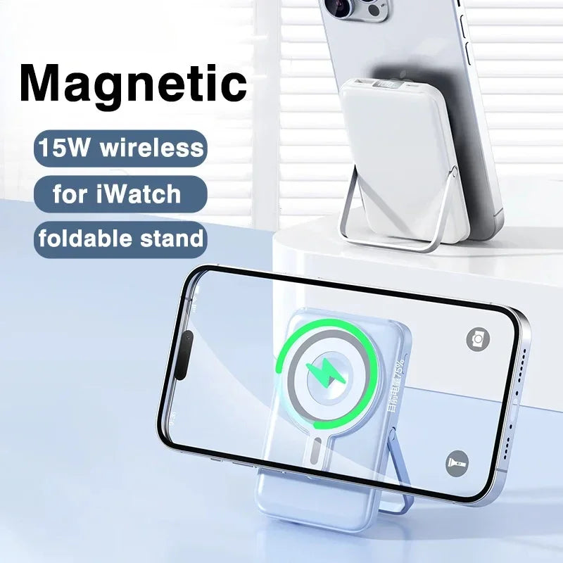 For Apple Watch Wireless Charger 10000mAh Magnetic Power Bank With Stand PD20W Portable External Spare Battery For iWatch iPhone